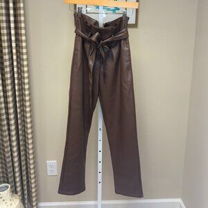 Cinched Waist Leather Pants